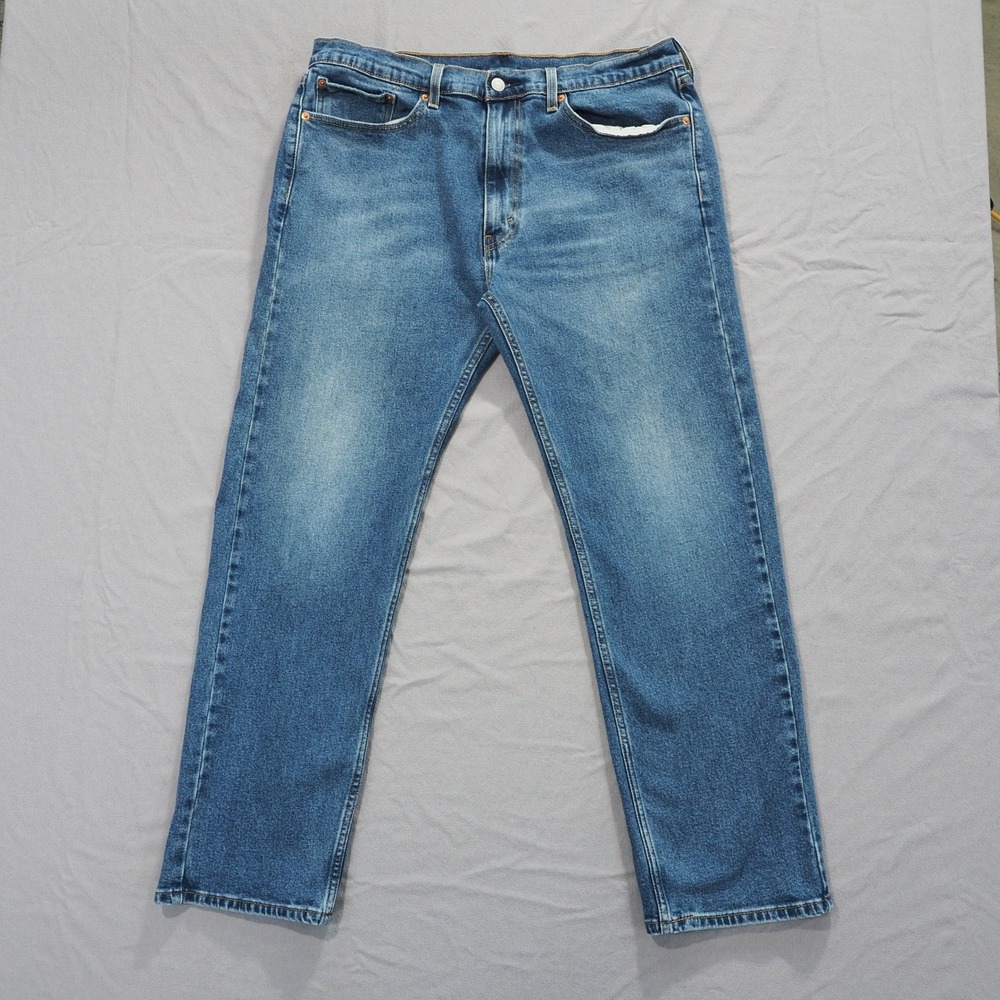 Levis 505 Jeans Mens 36x30 Blue Straight Denim Pants Medium Wash Faded Classic
